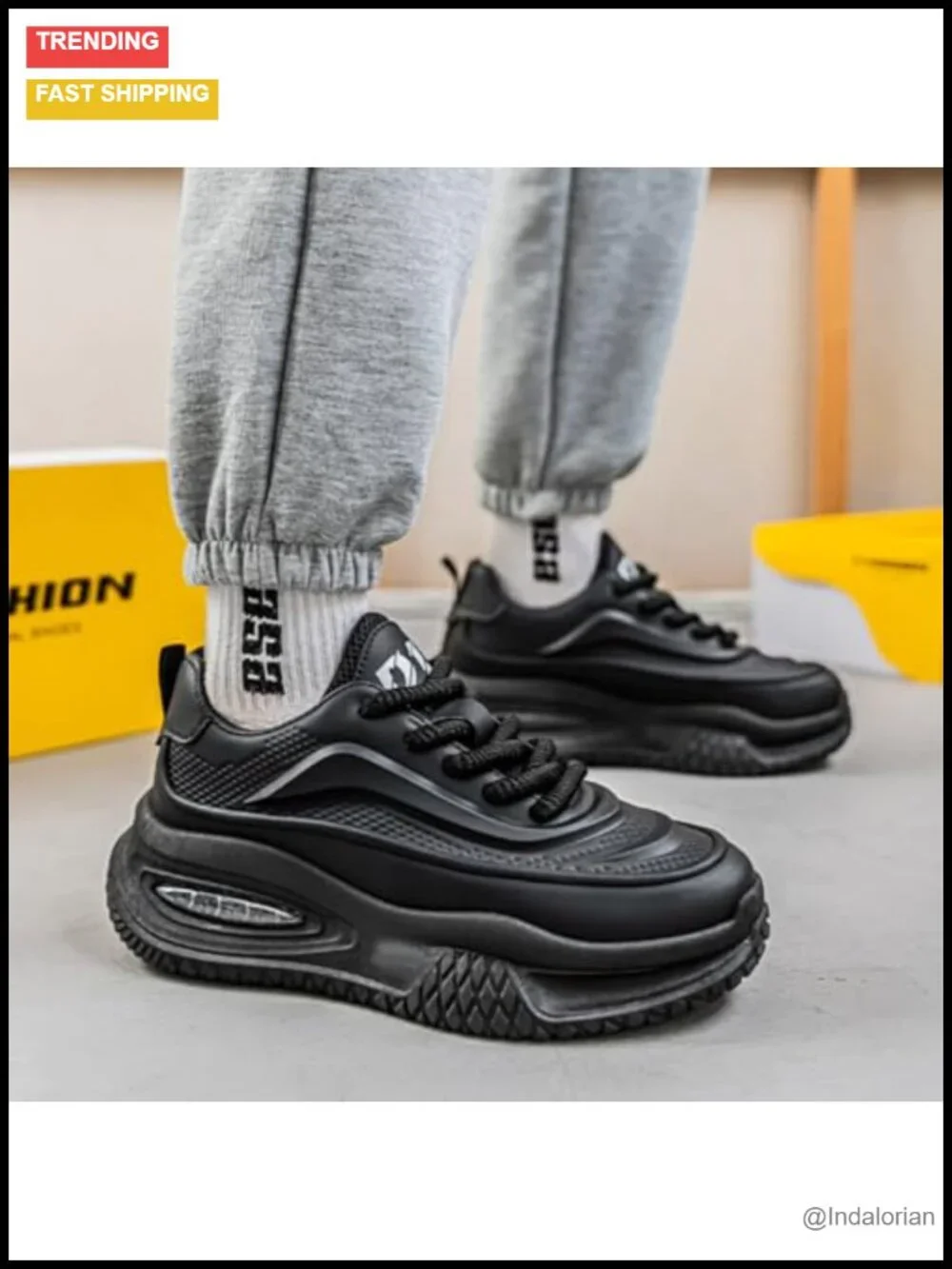 Chunky Dad Sneakers, Cushioned Low Top Lace-Up Athletic Shoes, Retro Trendy